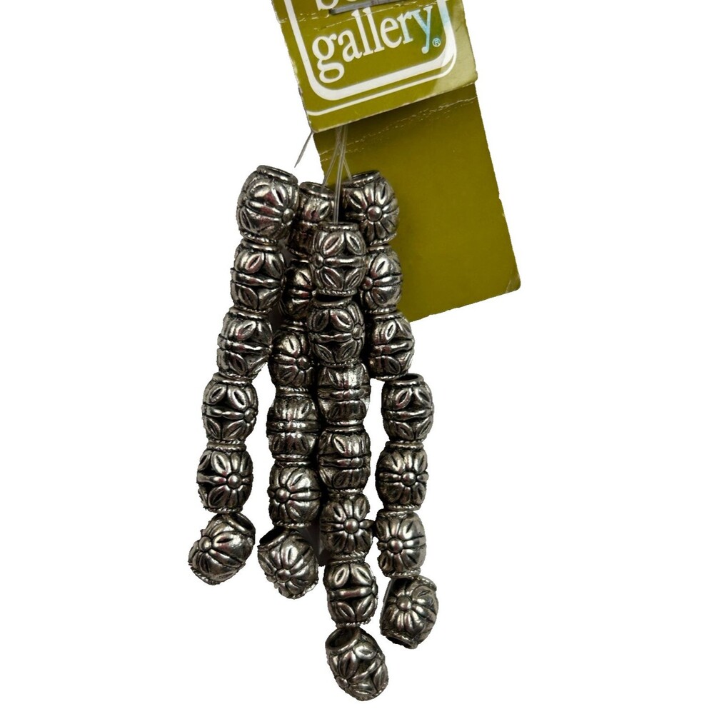 Bead Gallery Silver Tone Floral Spacer Beads 26pc Jewelry Making Craft